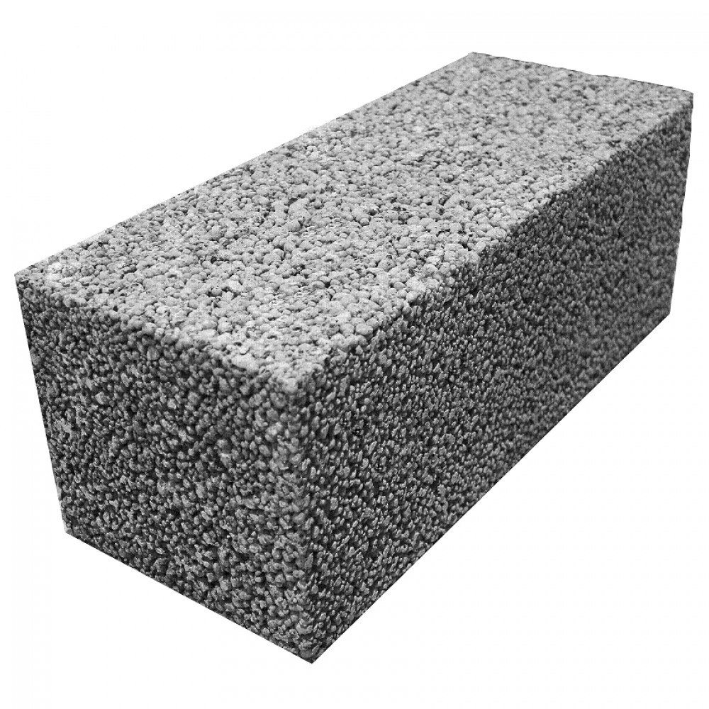 Стеновой блок полнотелый керамзитобетонный 390х190х188