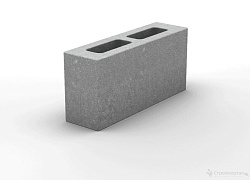 Перегородочный блок цементно-песчаный 2-х щелевой 390х90х188